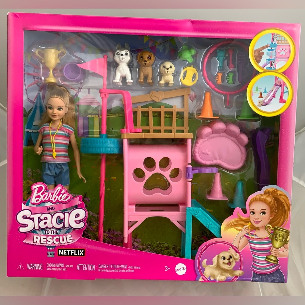 NIB Barbie and Stacie to the Rescue Puppy Playground Playset